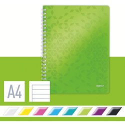 Leitz WOW Notesbog A4 - linieret - PP-omslag med hul - Gr�n - 80 ark