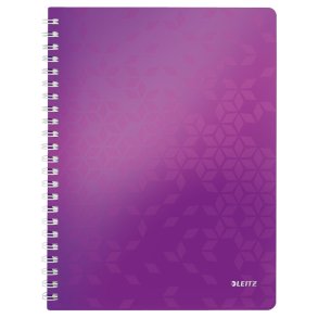Leitz WOW Notesbog A4 - linieret - PP-omslag med hul - Lilla - 80 ark