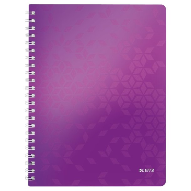 Leitz WOW Notesbog A4 - linieret - PP-omslag med hul - Lilla - 80 ark