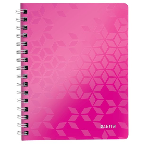 Leitz WOW Notesbog A5 - linieret - PP-omslag med hul - Pink - 80 ark