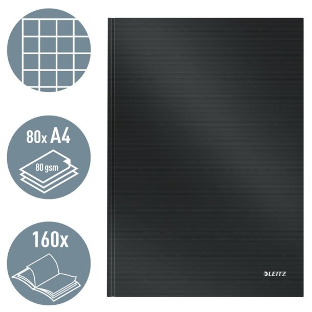 Leitz Solid Notesbog A4 - kvadreret - lamineret hardcover sort - 80 ark - 80g