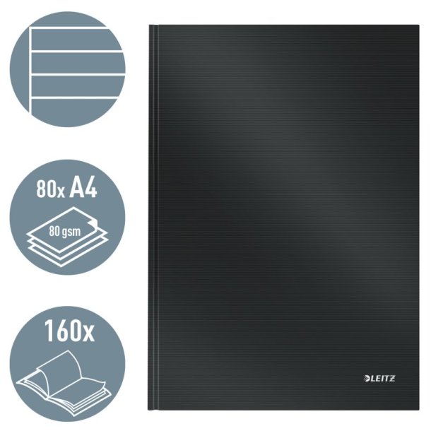 Leitz Solid Notesbog A4 - linieret - lamineret hardcover sort - 80 ark - 80g