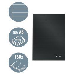 Leitz Solid Notesbog A5 - linieret - lamineret hardcover sort - 80 ark - 80g