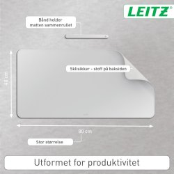 Leitz Skriveunderlag - Large - 80x40 - lysegr�