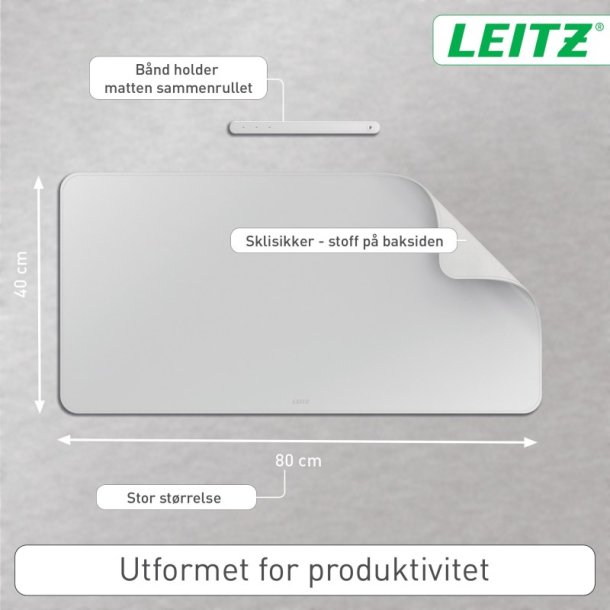 Leitz Skriveunderlag - Large - 80x40 - lysegr�