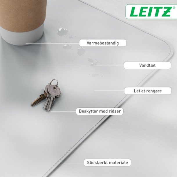 Leitz Skriveunderlag - Large - 80x40 - lysegr�