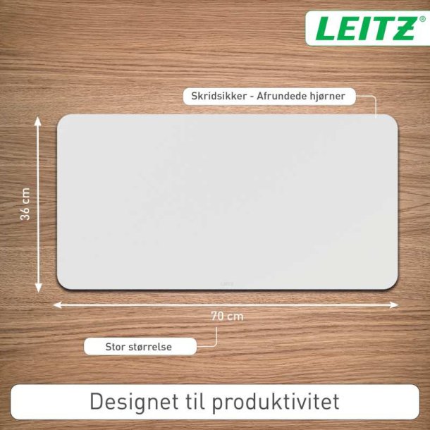 Leitz Skriveunderlag - Large l�der - 36x70 - lysegr�