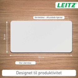 Leitz Skriveunderlag - Large l�der - 36x70 - lysegr�