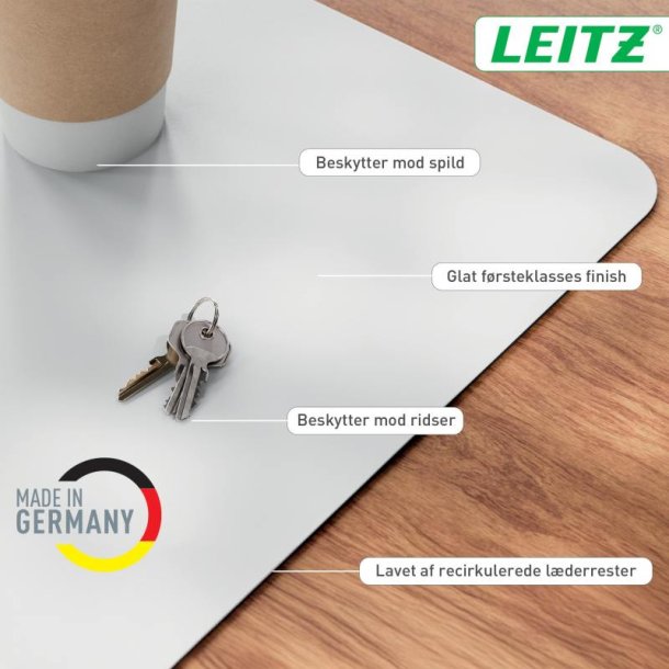 Leitz Skriveunderlag - Large l�der - 36x70 - lysegr�
