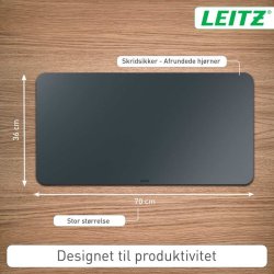 Leitz Skriveunderlag - Large l�der - 36x70 - m�rkegr�