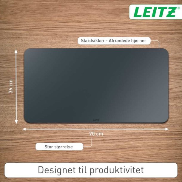 Leitz Skriveunderlag - Large l�der - 36x70 - m�rkegr�