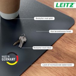 Leitz Skriveunderlag - Large l�der - 36x70 - m�rkegr�
