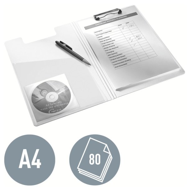 Leitz Clipboard A4 med forside  WOW r�d til 80 ark