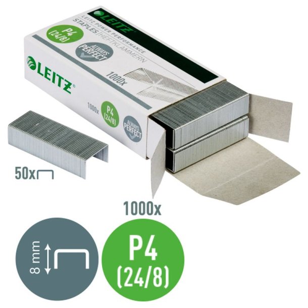 Leitz No. 24 P4 H�fteklammer - 8 mm - 1000 stk. power performance