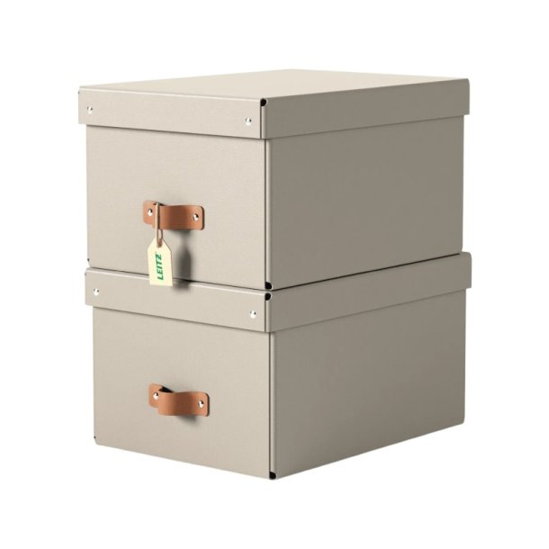 Leitz Opbevaringskasse Puro Medium - S�t med 2 stk. Beige