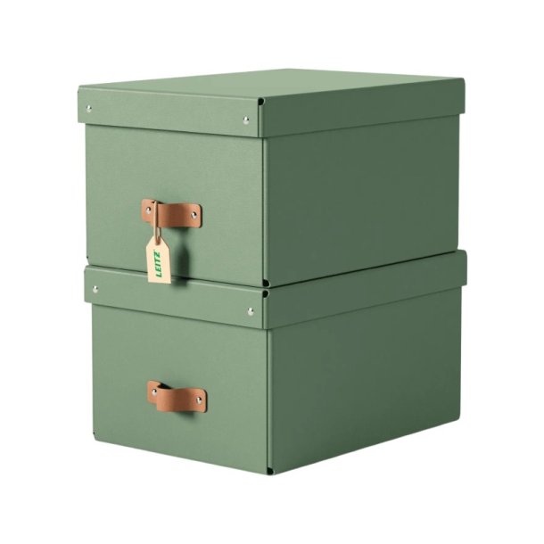 Leitz Opbevaringskasse Puro Medium - S�t med 2 stk. Gr�n