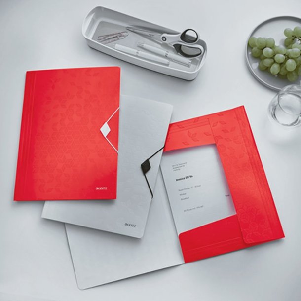 Leitz A4 3-klap mappe WOW - elastikmappe - PP - Rd