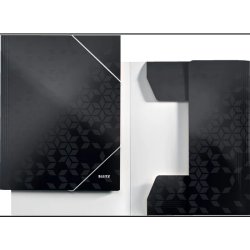 Leitz A4 3-klap mappe WOW - elastikmappe - 300g karton - sort