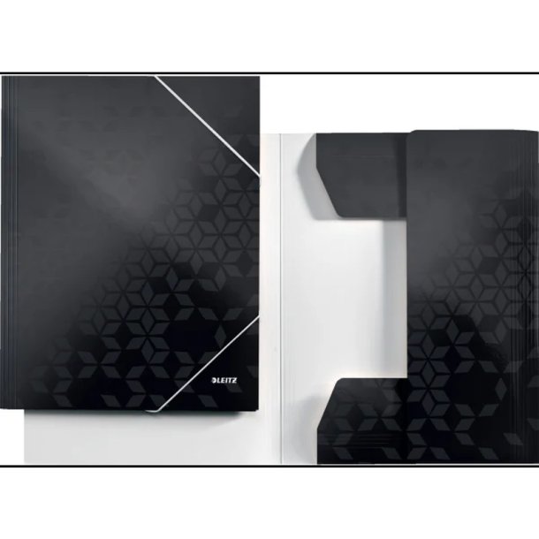 Leitz A4 3-klap mappe WOW - elastikmappe - 300g karton - sort