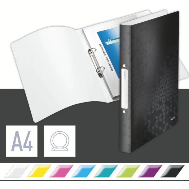 Leitz A4 Ringbind - WOW Sort - 25mm, 2 O-ring - rygbredde 32mm