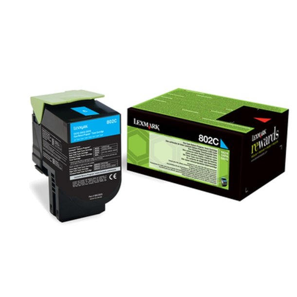 Lexmark 802C - original toner - 1000 sider - cyan