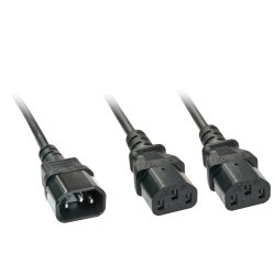 Lindy - 2m IEC Splitter Cable IEC C14 to 2 x IEC C13 - Black - Male - Female - 2 m - C14 coupler - 2 x C13 coupler