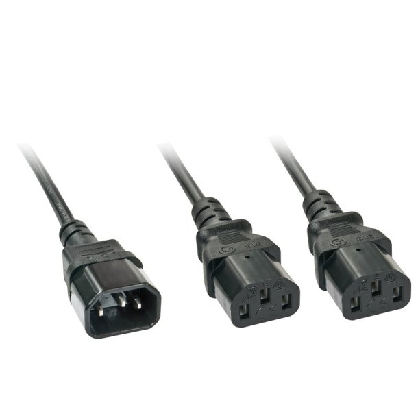 Lindy - 2m IEC Splitter Cable IEC C14 to 2 x IEC C13 - Black - Male - Female - 2 m - C14 coupler - 2 x C13 coupler