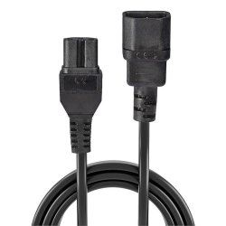 Lindy - 2m IEC C14 to IEC C15 'Hot Condition' Power Cable, Black - Black - Male - Female - 2 m - C14 coupler - C15 coupl