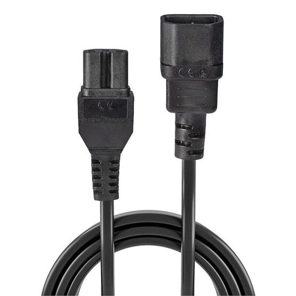 Lindy - 2m IEC C14 to IEC C15 'Hot Condition' Power Cable, Black - Black - Male - Female - 2 m - C14 coupler - C15 coupl