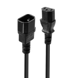 Lindy - 0.5m IEC Extension Cable, Black - Black - Male - Female - 0.5 m - C14 coupler - C13 coupler