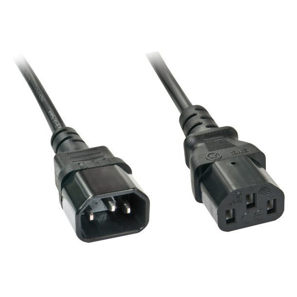 Lindy - 2m C14 to C13 Extension Cable - Black - Male - Female - 2 m - C14 coupler - C13 coupler