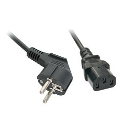 Lindy - 2m Schuko angled to C13 Mains Cable - Black - Male - Female - 2 m - Power plug type F - C13 coupler