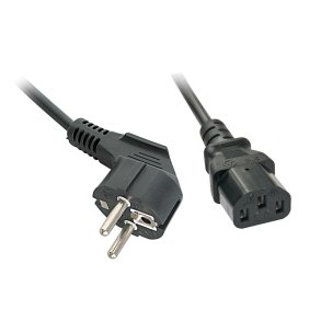 Lindy - 2m Schuko angled to C13 Mains Cable - Black - Male - Female - 2 m - Power plug type F - C13 coupler