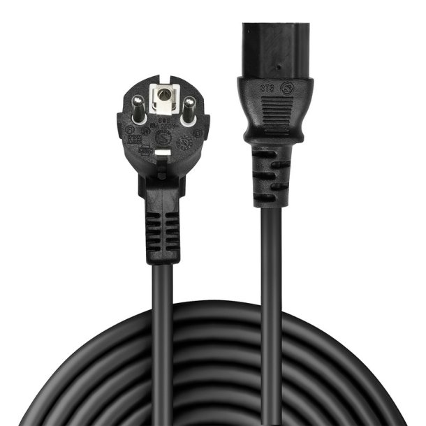 Lindy - 2m Schuko angled to C13 Mains Cable - Black - Male - Female - 2 m - Power plug type F - C13 coupler