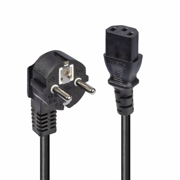 Lindy - 3m Schuko 2 Pin Plug to IEC C13 Power Cable, Black - Black - Male - Female - 3 m - CEE7/7 - C13 coupler