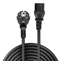 Lindy - 3m Schuko 2 Pin Plug to IEC C13 Power Cable, Black - Black - Male - Female - 3 m - CEE7/7 - C13 coupler