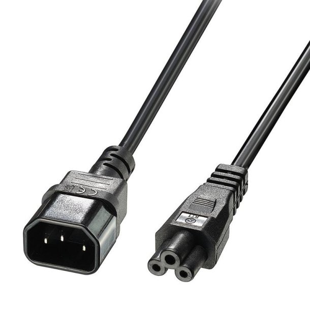 Lindy - 3m C5 to C14 Mains Cable, lead free - Black - Male - Female - 3 m - C14 coupler - C5 coupler
