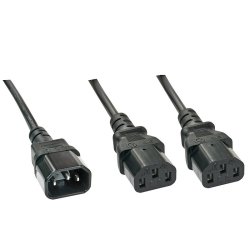 Lindy - 1m IEC Splitter Cable IEC C14 to 2 x IEC C13 - Black - Male - Female - 1 m - C14 coupler - 2 x C13 coupler