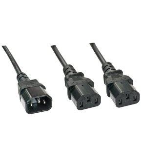 Lindy - 1m IEC Splitter Cable IEC C14 to 2 x IEC C13 - Black - Male - Female - 1 m - C14 coupler - 2 x C13 coupler