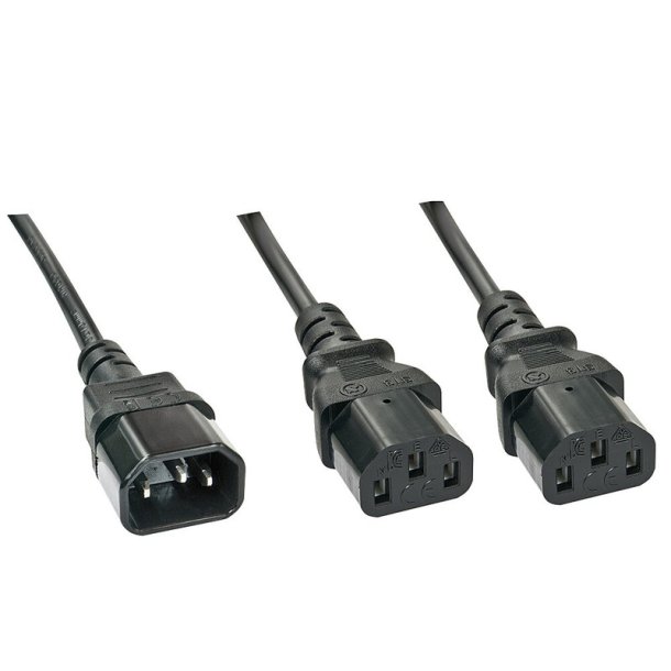 Lindy - 1m IEC Splitter Cable IEC C14 to 2 x IEC C13 - Black - Male - Female - 1 m - C14 coupler - 2 x C13 coupler