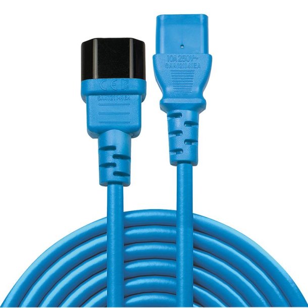 Lindy - 0.5m C14 to C13 Extension Cable, blue, - Blue - Male - Female - 0.5 m - C14 coupler - C13 coupler