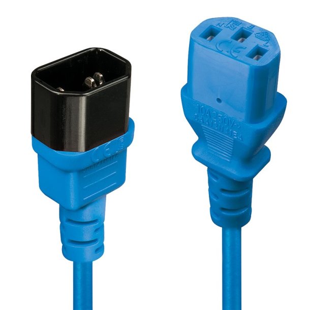 Lindy - 2m IEC Extension Cable, Blue - Blue - Female - Male - 2 m - C13 coupler - C14 coupler