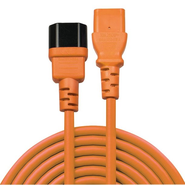 Lindy - 2m IEC Extension Cable, Orange - Orange - Female - Male - 2 m - C13 coupler - C14 coupler