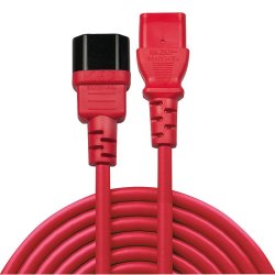 Lindy - 0.5m IEC Extension Cable, Red - Black, Red - Male - Female - 0.5 m - C14 coupler - C13 coupler