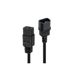 Lindy - 1m C14 to C19 Mains Extension Cable, Black - Black - Male - Female - 1 m - IEC C14 - IEC C19