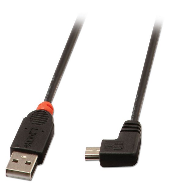 Lindy - USB2.0 A/Mini-B 90 Degree 0.5m - USB 2.0 - USB A - Mini-USB B - Male/Male - Male - 0.48 Gbit/s