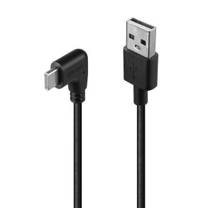 Lindy - 1m USB 2.0 Type A to Right-Angled USB-C Cable - USB 2.0 - USB A - USB C - Male - Straight - Angled