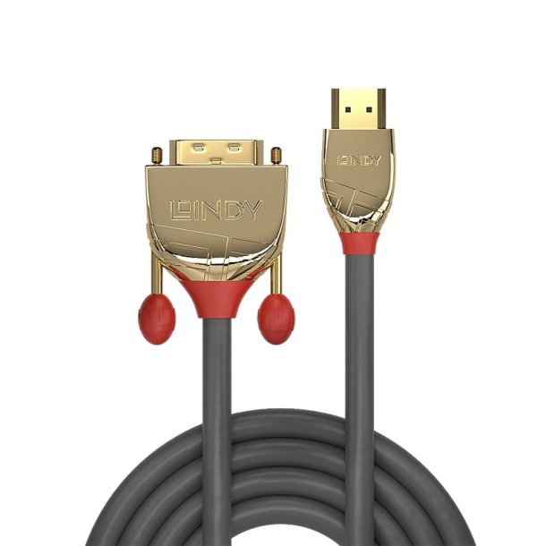 Lindy - 10m HDMI to DVI-D Cable, Gold Line - Gold - 10 m - HDMI Type A (Standard) - DVI-D - Male - 1080p