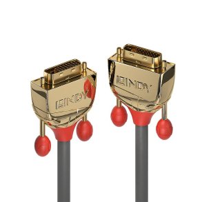 Lindy - 1m DVI-D Dual Link Cable, Gold Line - 1 m - DVI-D - Male - Gold, Grey - 2560 x 1600 (WQXGA) - 2560 x 1600 pixels