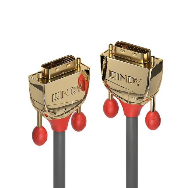 Lindy - 1m DVI-D Dual Link Cable, Gold Line - 1 m - DVI-D - Male - Gold, Grey - 2560 x 1600 (WQXGA) - 2560 x 1600 pixels
